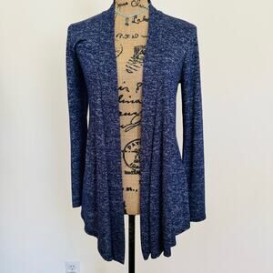 Jason Maxwell Heathered Marled Blue Long Open Cardigan Size Small USA Made